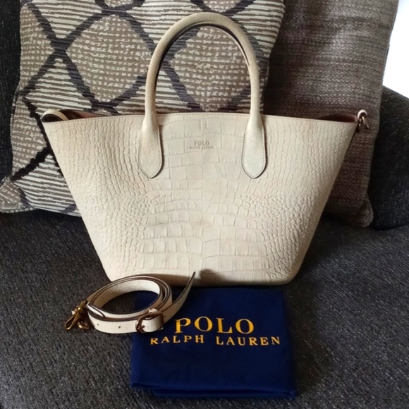 Polo Ralph Lauren Other - 🌞HTF Polo Ralph Lauren🌞 - Suede Croc-Embossed Medium Bellport Tote Bag